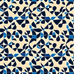 A blue and white abstract pattern on a white background.
