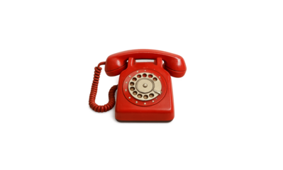 Vintage Red Telephone Isolated on Transparent Background for Retro-Themed Designs