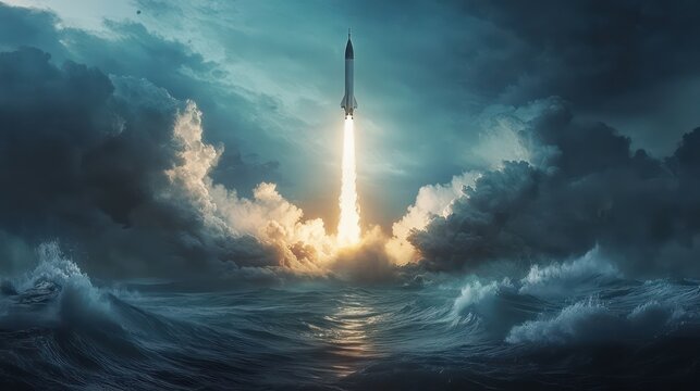 Rocket Launch Stormy Sky