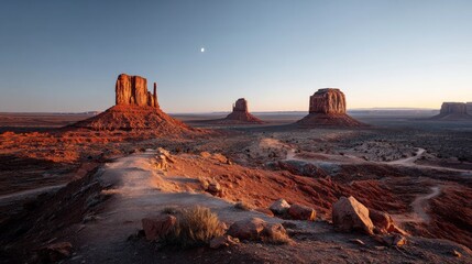 Fototapeta premium Generic Monument Valley Moment Twilight Glowing Moonrise