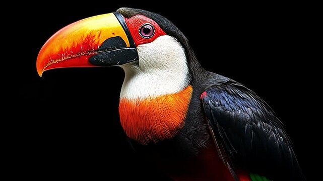 Vibrant Toucan Close Up Black Background Wildlife