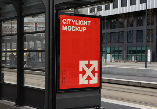 Citylight on the Bus Stop Mockup