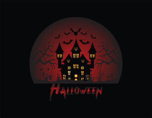 halloween concept vector graphic design, halloween t shirt design, halloween night vector illustration, halloween themed graphic t shirt design