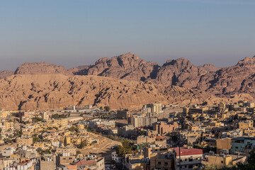 View of Wadi Musa town, Jordan