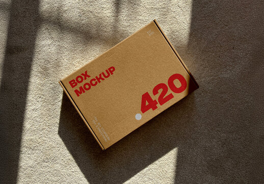 Laying Box on Carpet Mockup