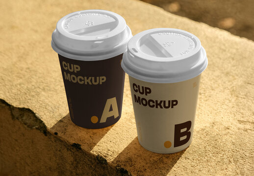 Paper Two Coffee Cups Mockup