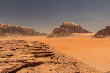 Rocky landscape of Wadi Rum desert, Jordan