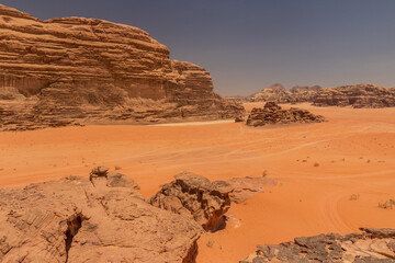 Rocky landscape of Wadi Rum desert, Jordan