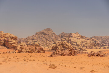 Rocky landscape of Wadi Rum desert, Jordan