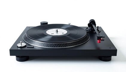 Isolated turntable & headphones against pure white backdrop , object, headphones