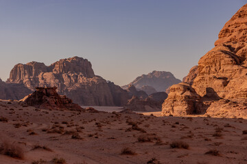 Rocky landscape of Wadi Rum desert, Jordan