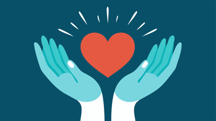 Obraz premium Heart in Hands Two open hands holding a glowing heart signifying the act of nurturing oneself through forgiveness and the warmth of selflove.