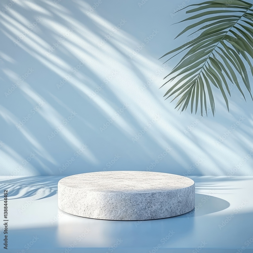Aufkleber a serene minimalist display featuring circular stone platforms with a smooth white sphere. bathed in