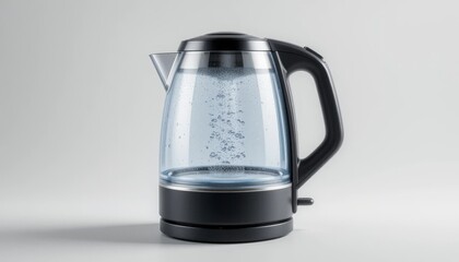 Transparent Glass Electric Kettle with Black Base Boiling Water