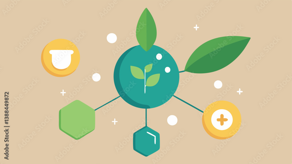 Poster nanotechnology ingredients an array of natural ingredients like plant extracts depicted with small i