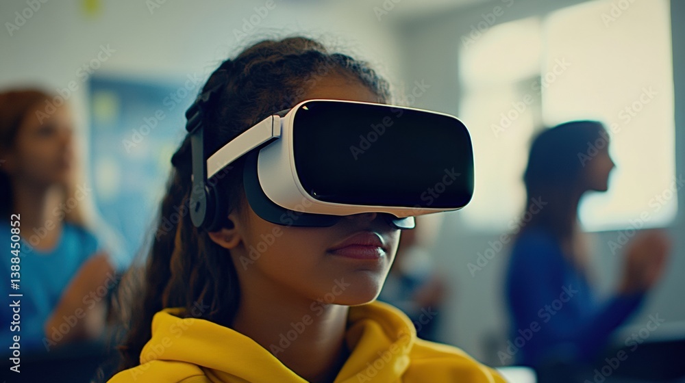 Leinwandbilder student engages in immersive learning experience through virtual reality technology in a futuristic 