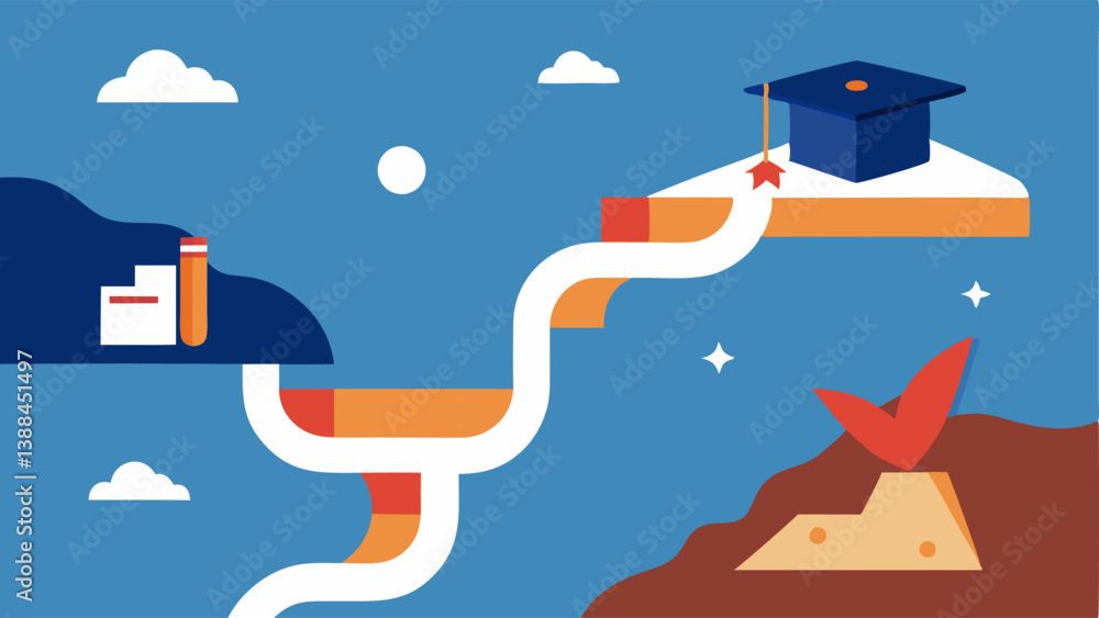 Poster future aspirations two paths leading up to a diplomaone path lined with technology and resources lea