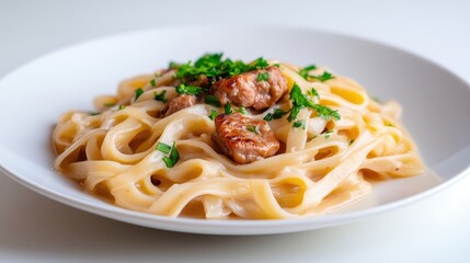 Creamy pasta dish with meat