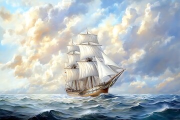 Sailing Ship on a Cloudy Sea