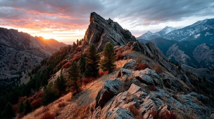 Naklejka premium Generic Rocky Mountain Moment Sunrise Ridge Savory