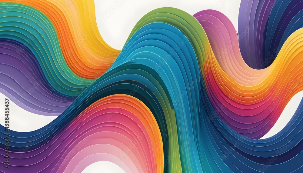 Poster abstract colorful wave art, vibrant flowing lines design, fluid gradient pattern. cheerful backdrop 