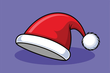 Christmas hat  vector illustration in clipart style for Christmas Day.