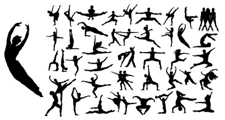 Dynamic Silhouette: A collection of silhouettes captures the grace and fluidity of movement, offering a diverse array of poses that exemplify strength, balance, and the artistry of human form. 