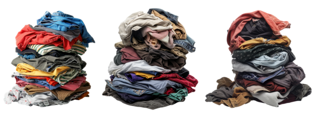 Pile of Dirty Clothes Set on Transparent Background