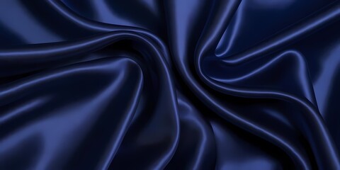 Obraz premium A close-up of swirling dark blue satin fabric, symbolizing mystery and elegance, suitable for background and fashion themes.