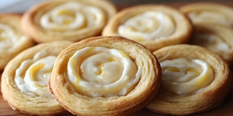 Fototapeta premium Delicious Lemon Cream Cheese Swirl Pastry Cookies