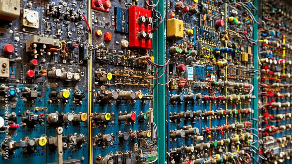 Poster detailed view of complex data center circuitry and components generative ai