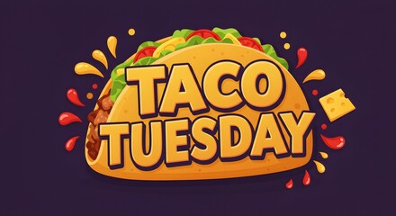 Bold Taco Tuesday design on dark bg
