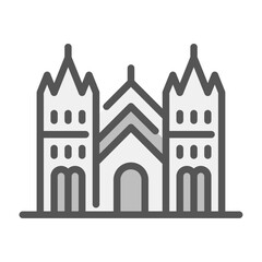 Fototapeta premium gothic building filled outline icon. architecture color line illustration.