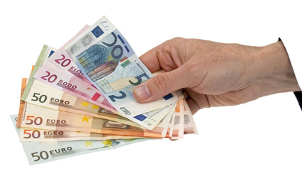 hand holding euro banknotes