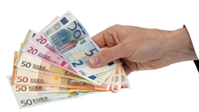 hand holding euro banknotes