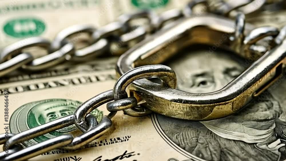 Aufkleber security technology protecting finance with chains and currency generative ai