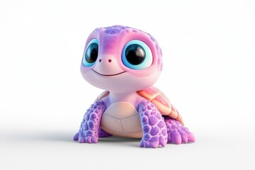 Obraz premium Cute cartoon turtle, light purple and pink