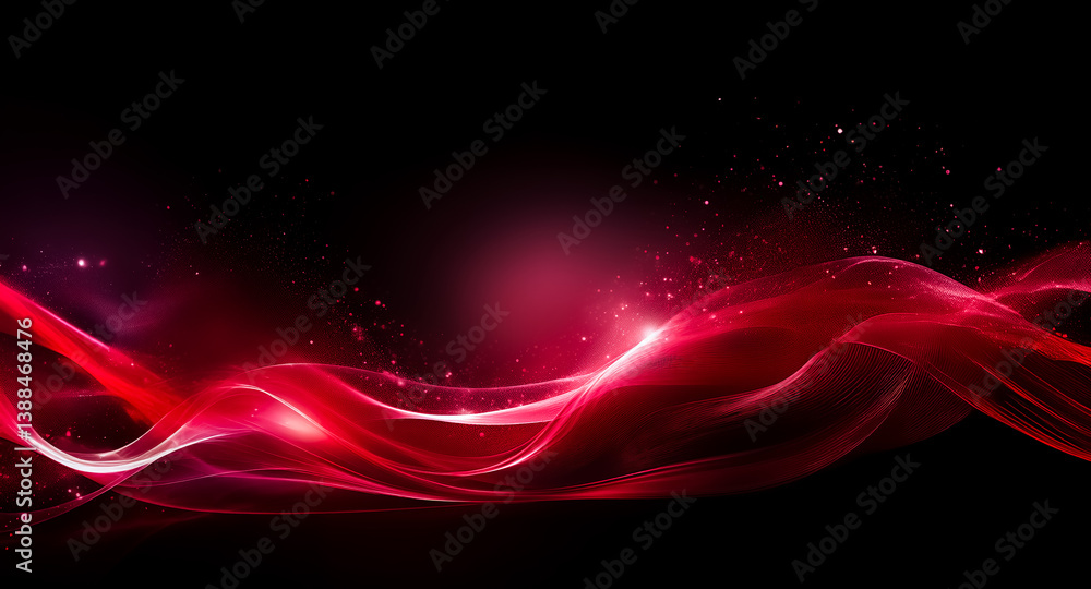 Poster abstract red waves surge across a dark backdrop, illuminated with a soft glow. a dynamic and elegant