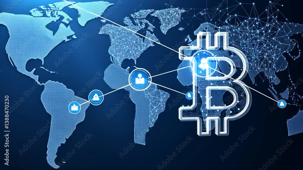 Poster digital wallet concept for bitcoin in a global context generative ai
