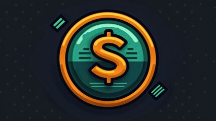 Fototapeta premium Digital Dollar Icon: Modern Finance Illustration