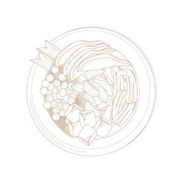 Vector Illustration logo Line art Top View Es Teler Sup Buah or Es oyen
