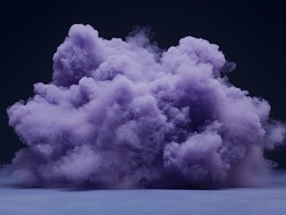 Fototapeta premium Purple smoke cloud explosion on dark background. Ideal for design, backgrounds, and artistic projects.