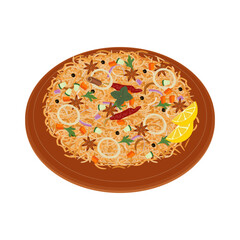Vector Illustration logo Clipart Vegetables Biryani Indian Vegetarian Biryani Rice