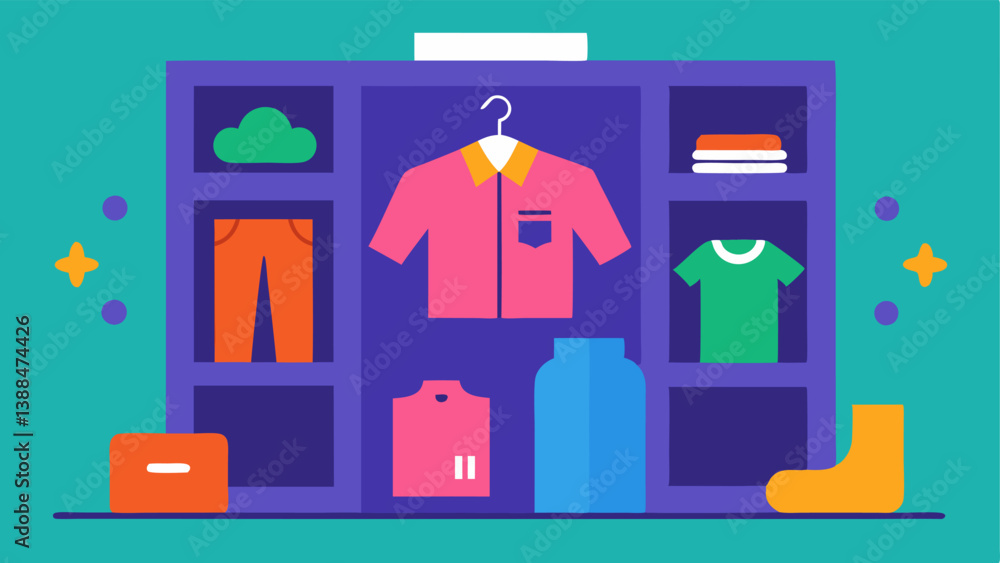 Poster personalized wardrobe a vibrant closet filled with clothing items is displayed along with an ai icon