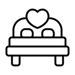 Simple Double Bed outline icon. The icon can be used for websites, print templates, presentation templates, illustrations, etc	