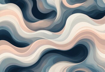 Fototapeta premium Elegant Abstract Flowing Waves in Soft Beige and Blue Hues