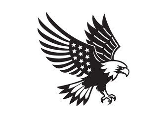 Obraz premium Eagle with USA flag vector, USA flag element silhouette Vector
