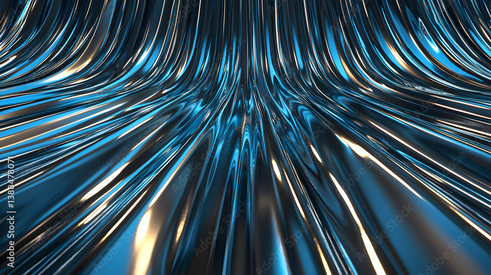 Aufkleber abstract blue and metallic background. curved lines create a dynamic, flowing effect. ideal for webs