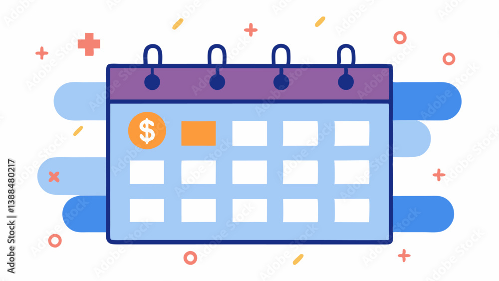 Poster content calendar with dollar signs a content calendar with various dates marked for posting with dol