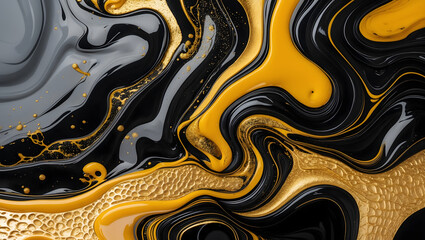 Obraz premium Luxurious Gold and Black Abstract Liquid Background